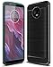 Moto G6 Case with HD Screen Protector, Ucc Frosted Shield Luxury Slim TPU Bumper Cover Carbon Fiber Design and Anti-Scratch and Non-Slip Case Cover for Moto G6 (Black)