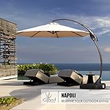 Grand Patio Napoli Deluxe 11 FT Curvy Aluminum Offset Umbrella, Patio Cantilever Umbrella with Base, Champagne
