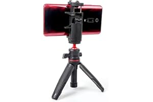YUEHISY Desktop Tripod Phone Selfie Stick, 360 Rotating Ball Head 0.25" Expansion Hole, Ergonomic Portable Folding, for Mirro