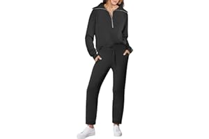 Prinbara Womens 2 Piece Outfits Sweatsuit Set 2024 Trendy Half Zip Sweatshirt and Sweatpant Matching Lounge Set Tracksuit