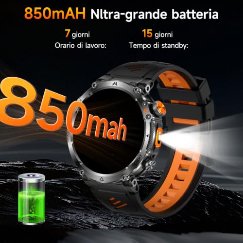 GPS/AI-GPT Men's Smartwatch, 1.7 Inches Smartwatch with Bluetooth Calls | 3ATM, Torch, Compass, 850 mAh Battery, Sleep Monitor and Heart Rate Monitor, 100+ Sports Modes for IOS/Android