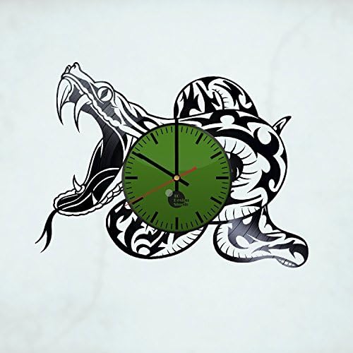 Handmade Vinyl Wall Clock Snakes Cobra Python Anaconda Exotic Carnivorous Reptiles Legless Lizard Handmade Vinyl Record Wall Clock Fun gift Vintage Unique Home decor
