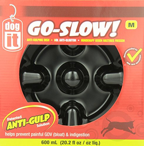 Dogit Go Slow Anti-Gulping Dog Bowl, Black, Medium