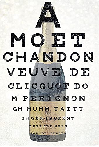 Drinks and Spirits Champagne Eye Chart Tin Metal Sign Wall Decor Fun Decoration for Home Kitchen Bar Room Garage Vintage Retro Poster Plaque 12x8 Inch