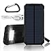 Solar Charger, Solar Power Bank GRDE 15000mAh Solar Panel External Battery with 6LED Flashlight Backup Battery Pack Dual USB Portable Phone Charger for Bluetooth iPhone HTC Nexus Camera Tablet-Black