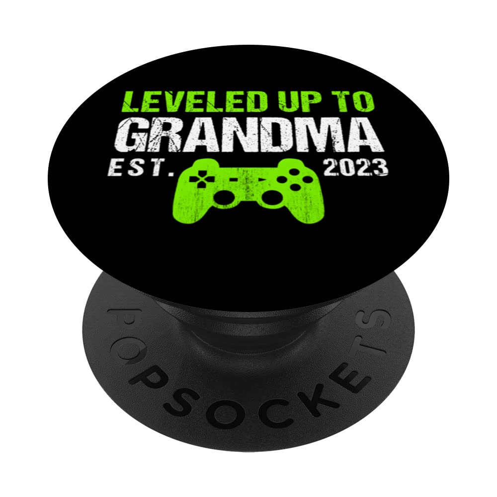 Leveled Up To Grandma Est 2023 Funny New Grandma Gamer Retro PopSockets Swappable PopGrip