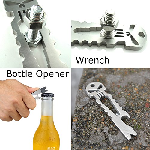 Stainless Steel Survival Punisher Pocket Pry Bar,EDC Carabiner, Skull
