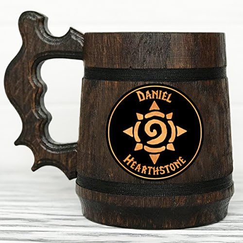 World Of Warcraft Mug. Hearthstone Mug. Personalized WOW Gift. Custom World Of Warcraft Gifts. Custom Beer Steins Wooden Beer Tankard Personal Gifts for Men Wooden Beer Mug #65 / 0.6L / 22 ounces