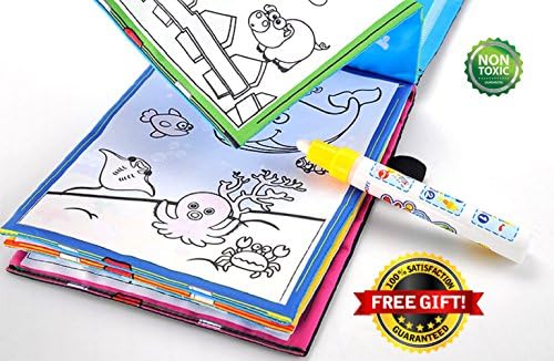 Water Activity Books Magic Water Drawing Coloring Painting Doodle Cloth Book for Toddlers with Water Pen and Gift (Animals)