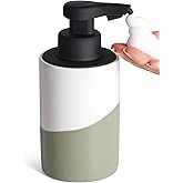 BosilunLife Automatic Soap Dispenser Ceramic Hand Free Soap Dispenser with Waterproof Pump Rechargeable Smart Electric Lotion Soap Dispenser Touchless (White-Green, Foam Pump)