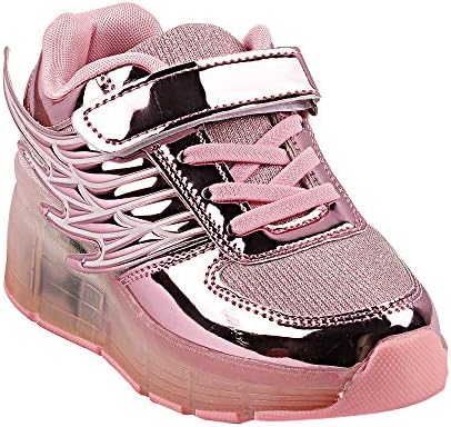 LCL By Walktrendy Girls Wings Roller Skate LED Sneakers in Pink Colour