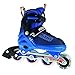 Crazy Skates 168 Kids Adjustable Inline Skate - Adjusts 4 Sizes (168B) (Blue/Red, MEDIUM - M2-5 / L3-6)