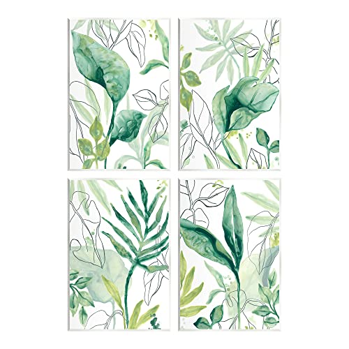 Stupell Industries Varied Green Tropical Plant Leaves 4pc Wall Plaque Art Set,…