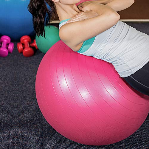 Fourheart Exercise Ball,Anti-Burst Slip-Resistant Extra Thick Balance Stability Yoga Ball(45-85cm),Supports 2000lbs with Quick Foot Pump,Perfect for Home Gym Core Strength Yoga Fitness (Pink, 45cm)