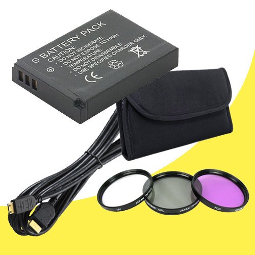 Canon EOS M 18 MP CMOS Mirrorless Digital SLR Camera LP-E12 Lithium Ion Replacement Battery + 43mm 3 Piece Filter Kit + Mini HDMI Cable Bundle DavisMAX EOS M Accessory Kit for EF-M 22mm f/2 STM Lens