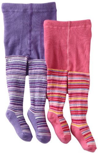 Country Kids Baby Girls' Lollipop Stripe 2 Pair Tights, Candy/Lavender, 12 24 Months