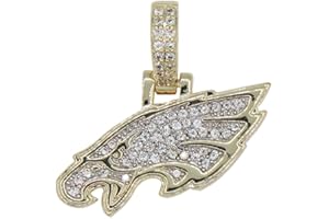 GLD Officially licensed NFL Sports Team Logo Pendant - Gold Plated Iced Out Football Necklace Charm