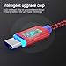 USB TypeC Charging Cable - 10ft LED Light USBC Cable Nylon Braided Cord USB Type A to C Fast Charger for Samsung Galaxy S9,Note 8,S8 Plus,LG V30 V20 G6 G5,Google Pixel,Nexus 6P 5X,Moto Z Z2 (Red)