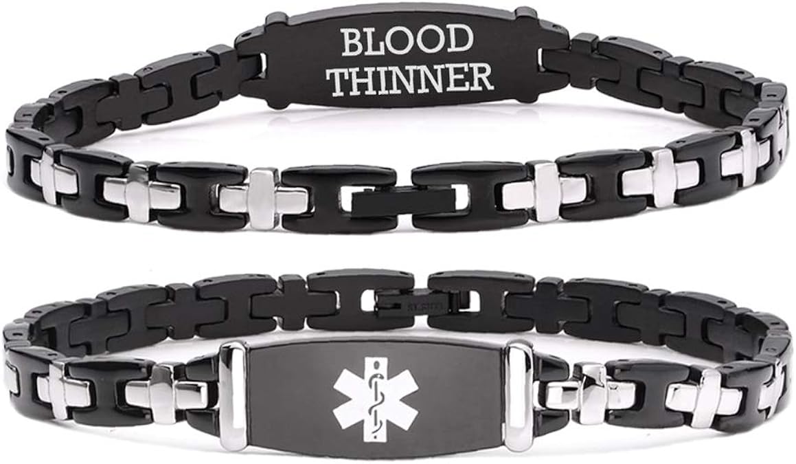 linnalove Lady Blood Thinner BraceletsBlack Medical