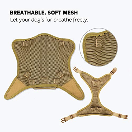 EJG Tactical Dog Harness Vest, with Molle System & Velcro Area, No Pulling Design, Comfy Mesh Padding, for Service Dogs, Military Training Hunting Hiking, for Medium Large Dogs (Medium, Tan) - Thumbnail 4