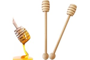 55 TRENDS Honey Dipper Sticks, 2Pcs 6.2inches Honey Spoon for Honey Jar Dispense Mixing Stirrer Wooden Stirrer