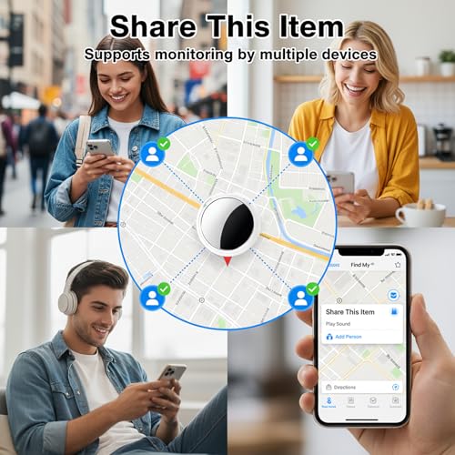 2 Pack Tracker Tags Finder Apple Find My MFi Certified Waterproof iOS Only | Bluetooth Air Smart Tags Item Finder Locator Worldwide Tracking for Key Pets Wallet Backpack Dogs Luggage Replaceable Battery