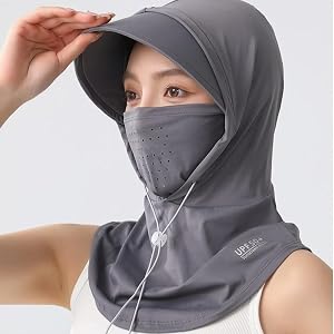 Full Face Sun Protection Mask, Summer Ice Silk Balaclava Hat for Hiking, Breathable Ice Silk Sunscreen Full Face Cover ﻿