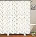 JTMall Shower Curtain with Gold Chevron, Geometric Pattern, Gold Shower Curtain Hooks/Rings, White Fabric, 72