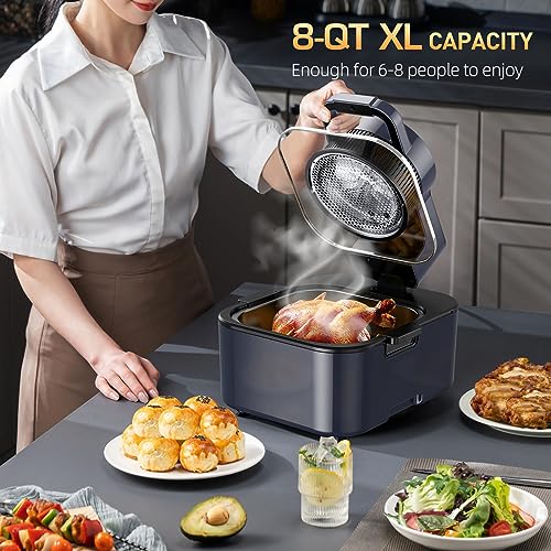Air Fryer, 1750W 8Qt Visualized Airfryer With Nonstick And Dishwasher