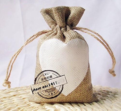 CTY Craft Love in Heart Burlap Favor Bags Wedding Favor Bags Gift Bags