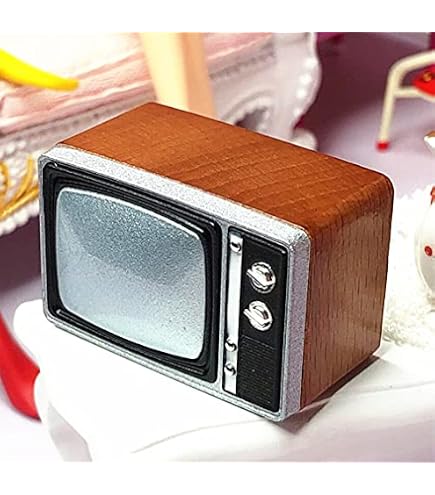 Dollhouse TV Mini jouet TV rechargeable par USB à l'échelle 1:12 qui peut lire des vidéos avec écran LCD et antenne rotative, installation à faire