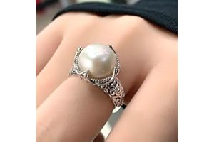 925 Sterling Silver Ring with a Fresh Water Pearl, Vintage Look, Hypoallergenic, Nickel and Lead-Free, Minimalist Birthstone 
