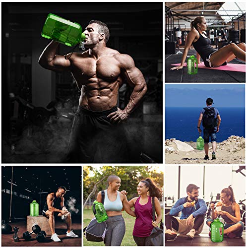 B4Life 1 Gallon Water Bottle with Time Marker, Motivational Wristband, Fitness Workout, Drink More Water Daily, Extra Large BPA-Free Water Bottle Leakproof with Flip Top-Friendship