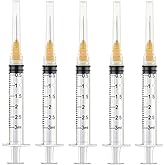 50 Pack 3ml 25 Gauge 5/8 Inch, for Scientific Labs, Industrial Dispensing and Liquid Measuring Supplies, Individually Sealed Packaging