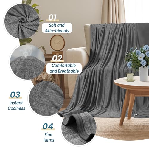 WOLTU Cooling Blanket 2 in 1, Summer Blanket Arc-Chill, Q-Max > 0.45, Double-Sided Blanket for Summer, Self-Cooling, Breathable, Lightweight, 150 x 200 cm, Grey