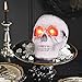 Halloween Realistic Skeleton Skull with Glowing Eyes, Super Stretch Spider Web for Halloween Party Favors and Halloween Decorations Props, 13.78 Inches