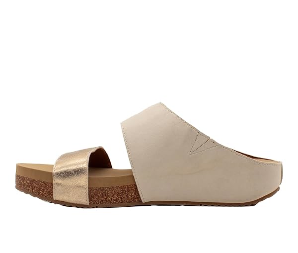 VOLATILE WOMENS CAMPFIRE METALLIC SLIDE WEDGE SANDAL, IVORY,...
