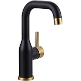 Bar Sink Faucet Single Hole: ARCORA Black and Gold Wet Bar Faucets - Prep Sink Faucet 360 Swivel - Small Kitchen Bathroom Faucet with cUPC Supply Lines