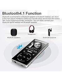 Reproductor de MP3 Bluetooth 4.1, reproductor de música portátil sin pérdida de sonido Ruizu Radio FM, reproducción de vídeo, grabación de voz, reproducción de fotos ampliable hasta 128 GB TF tarjeta