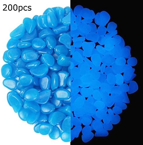 Decorative Glow Pebbles for Garden, Mini Butterball 200Pcs Glowing in The Dark Luminous Gravel Decorative Stones Rocks for Walkways Patio, Garden, Lawn, Fish Tank, Aquarium