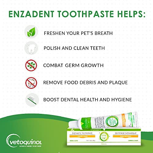 Vetoquinol Enzadent Enzymatic Toothpaste for Cats & Dogs 3.2 oz, Poultry Flavor Triple