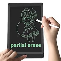 KURATU LCD Writing Tablet, 10 inch Electronic Drawing Pads, Portable Reusable Partial Erasable Ewriter, Elder Message Board,Digital Handwriting Pad Doodle Board for School, Fridge or Office(Black)