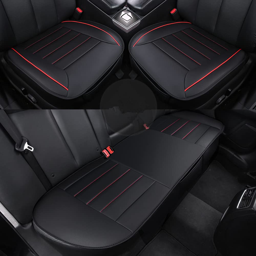 HONCENMAX Car Seat Cover Cushion Pad Mat Protector - Car Interior Accessories - for Sedan SUV PU Leather - WITHOUT Backrest - 2 Front Seat Covers & 1 Rear Seat Cover