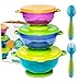 STAY PUT SUCTION BABY BOWLS - Suction Toddler Spill Proof Feeding Set | Bonus Spoon and Fork | 3 Sizes of Bowls and Snap Tight Lids | Perfect To Go Storage | FDA Approved BPA Free