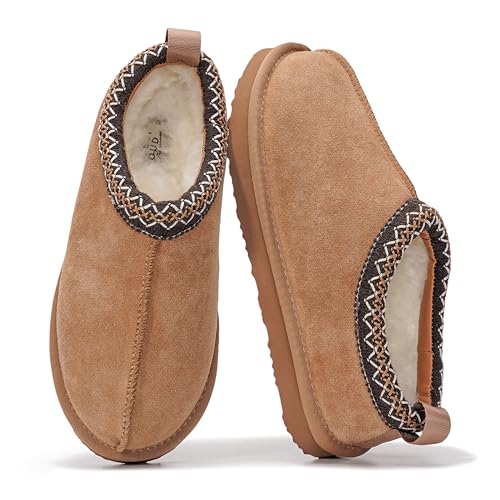 Project Cloud 100% Genuine Leather Womens Slippers with Genuine Australian Shearling Fur Lining Slippers for Women - Non-Slip EVA with Memory Foam Fuzzy Slippers Women Footwear (Nerita)