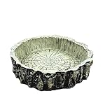 OMEM Reptile Natural Bowl Food and Water Dish Resin Made (Tree bark)