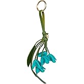 LRTJ Boho PU Leather Flower Keychain,Cute Bag Charms for Handbag,Purse Charms for Tote Bag for Women