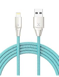 Cable Lightning Xcentz, Apple MFi certificado para iPhone, cable de carga, conector de aleación de zinc premium, cable de carga rápida de nailon trenzado para iPhone X XS XS Max XR 8 8 Plus 7 7 Plus 6 6s 5S, 6 patas