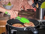 Silicone Cooking Tongs Stainless Steel Locking Kitchen Utensils 9 Inch (Green)