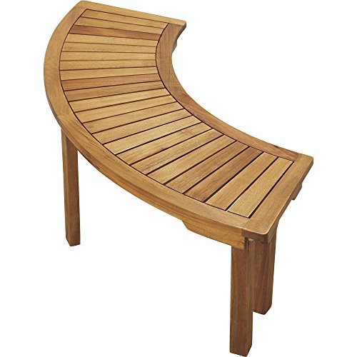 Curved Acacia Wood Backless Bench — Natural